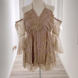 Pretty Gold and Taupe Romper